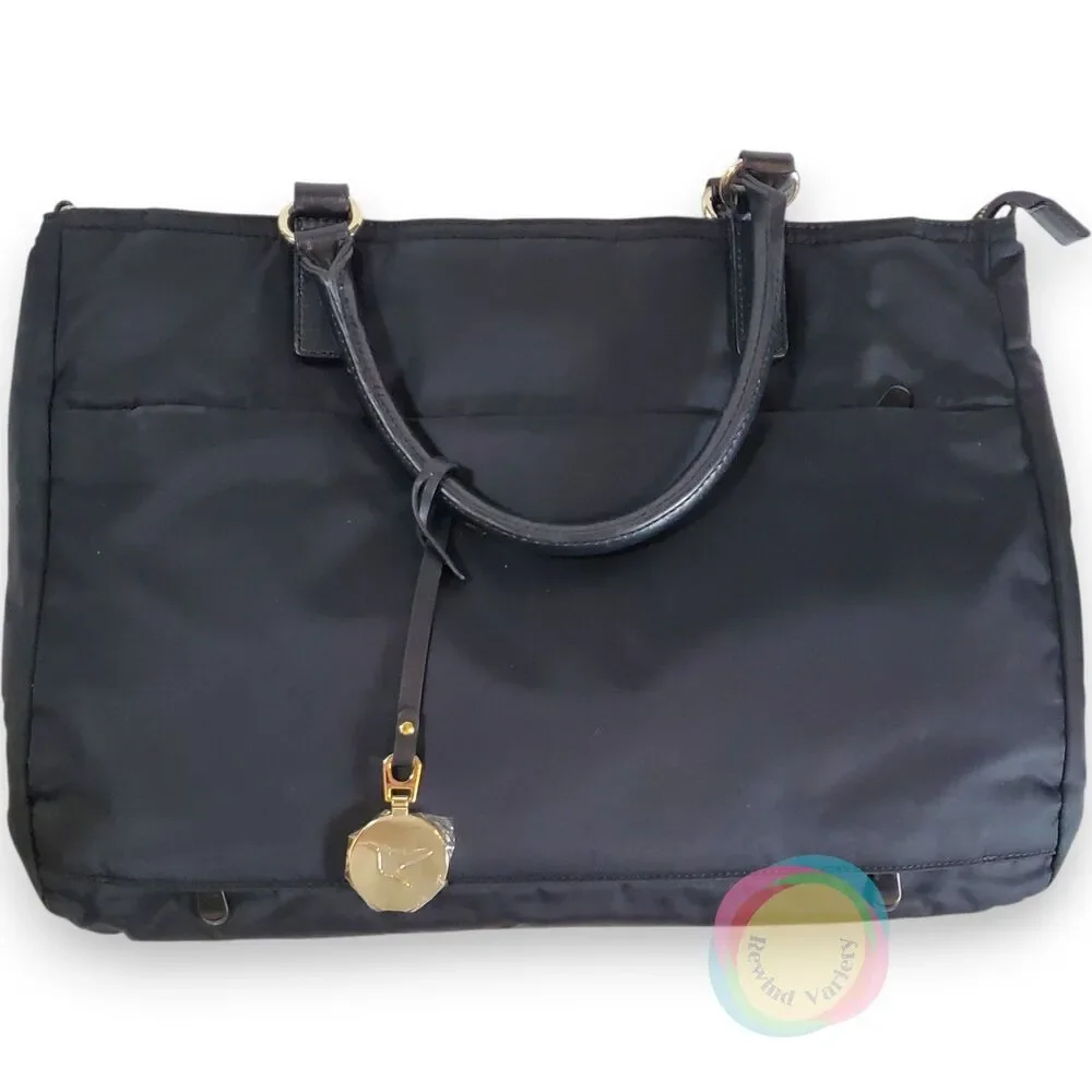 NWOT Lo & Sons Brookline Black Nylon Laptop Tote Bag